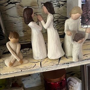 Willow Tree Angel Family Figurines in Cream and Brown